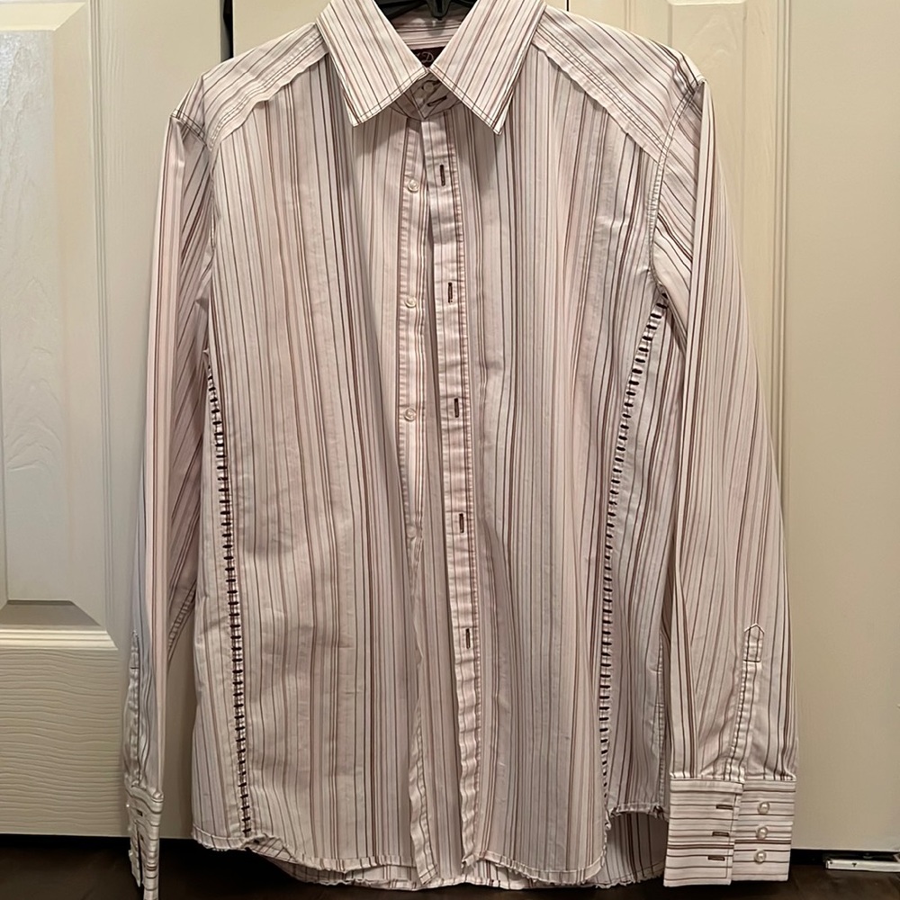 7 Diamonds Stripe and Brown Detail Shirt